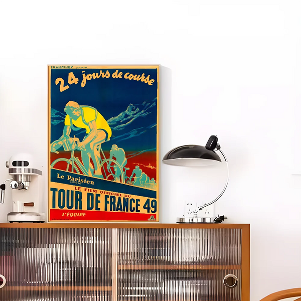 Affiche Rétro Vintage Tour De France 1949 - Poster Cyclisme Classique Haute Qualité