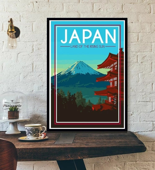 Toile poster vintage Japon le pays du soleil levant - Fineartsfrance