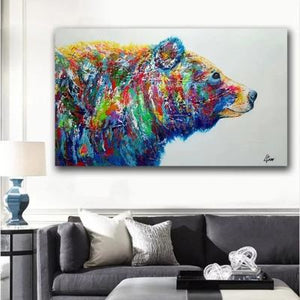 Toile Peinture : l'ours coloré