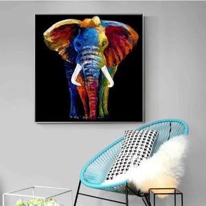 Toile aquarelle éléphant coloré