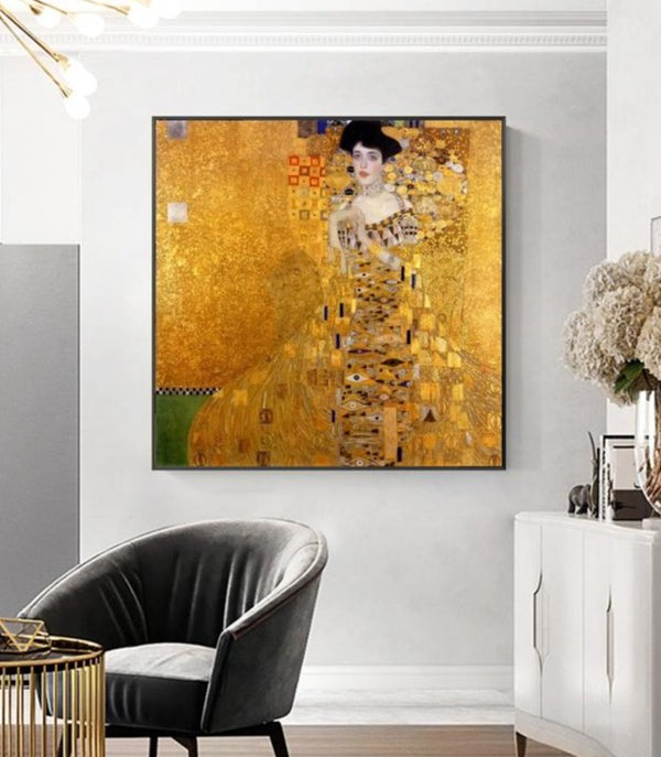 Tableau Sur Toile Gustav Klimt - Portrait D'Adèle Bloch 50x50 Cm - Déco Murale Neuf