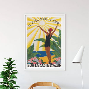 Poster vintage la côte d'Azur
