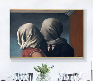 Toile les amants de René Magritte