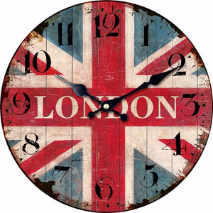 Horloge murale en bois Londres-Paris- Normandie