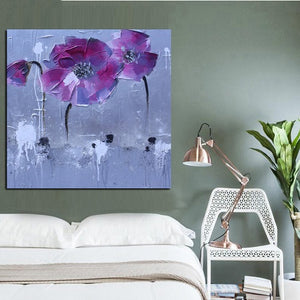 Peinture abstraite floral violette pop art - 0