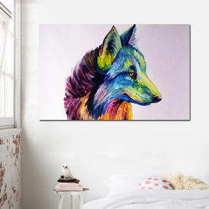 Toile Portrait coloré d'un loup