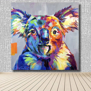 Toile portrait koala en couleurs