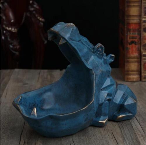 Boîte à Bijoux Zoomorphe Hippopotame En Laiton Doré - Exemplaire Numéroté 86 - Occasion Très Bon état - Pièce Décorative Unique