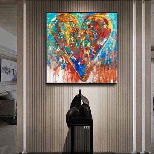 Tableau Déco Coeur Romantique - 60x40 Cm - Toile Sur Bois - Neuf