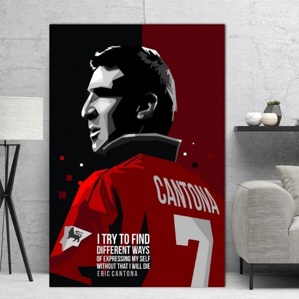 Hand-painted canvas The eternal seven, Eric Cantona - Fineartsfrance
