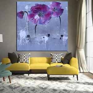 Peinture abstraite floral violette pop art - 2