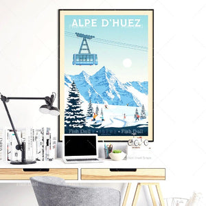 Poster vintage l'Alpe d'Huez station de sk