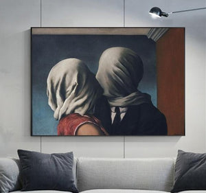 Toile les amants de René Magritte