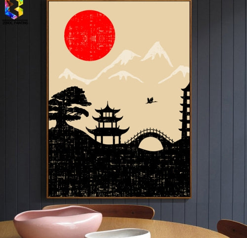 Tableau japon paysage - 50 x 40 cm