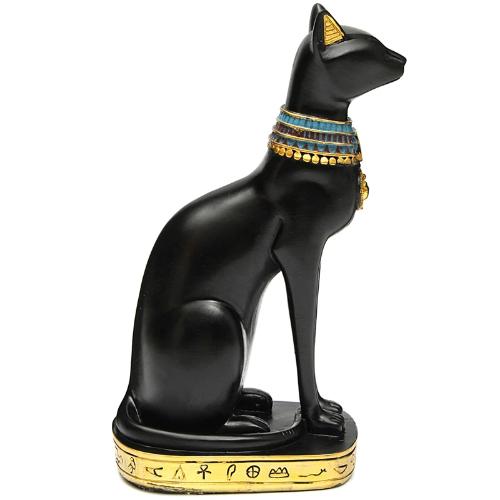 Statue sculpture chat égyptien céramique faïence vintage déco fait main  N7638