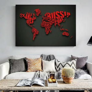 Carte du monde vintage rouge - 1