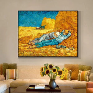 Toile Van Gogh la sieste à la ferme - Fineartsfrance