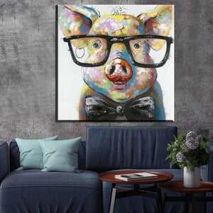 toile porc coloré à lunettes