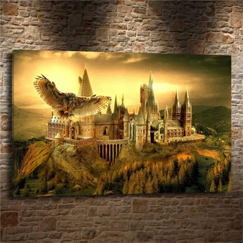 Une Peinture D'un Château Avec Le Mot Harry Potter Dessus