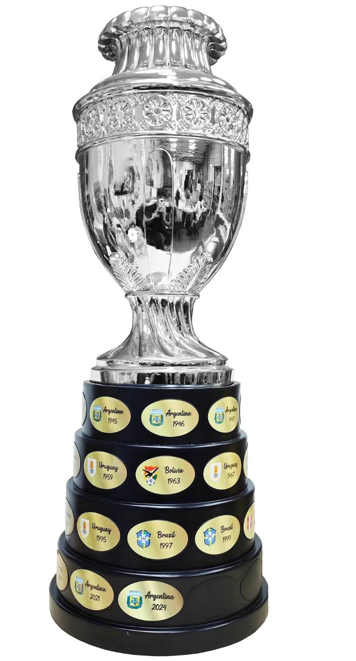 "Réplique officielle du trophée Copa América Argentine 2024 avec socle détaillé des vainqueurs - Fine Art France