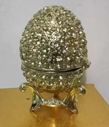 Œuf de Style Impérial | Orfévrerie Russe | Métal Serti de Pierres Dorées | Déco de Prestige