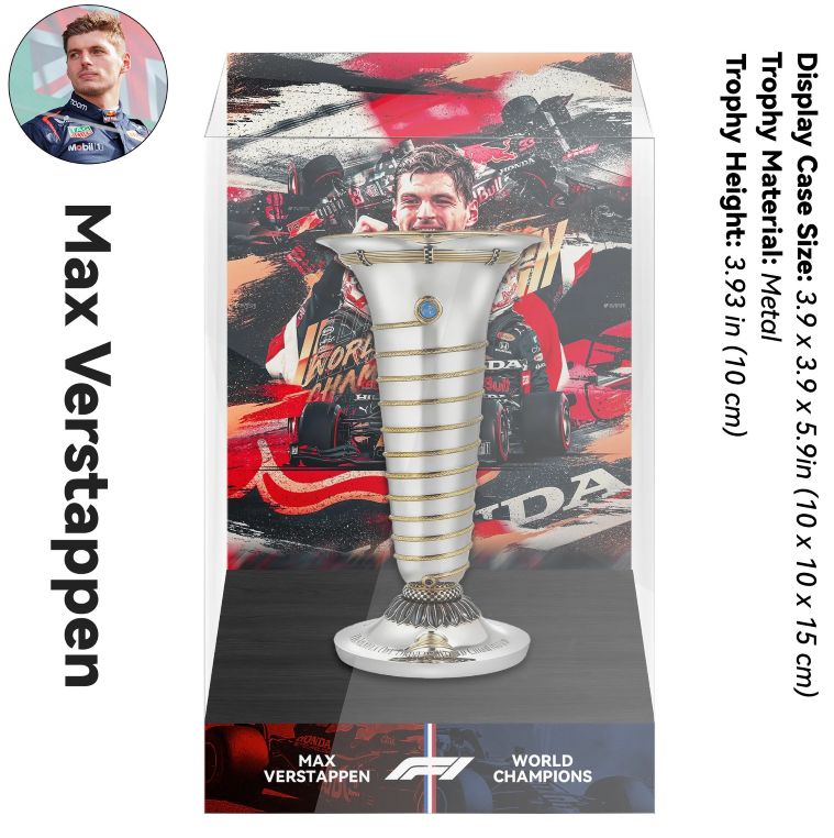Trophée F1 Max Verstappen sous Vitrine