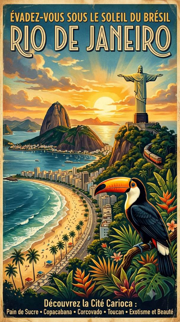 Poster Vintage Rio de Janeiro | Brésil Tropical