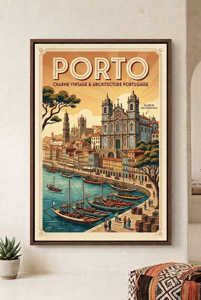 Affiche Porto - Charme Vintage &amp; Architecture Portugaise