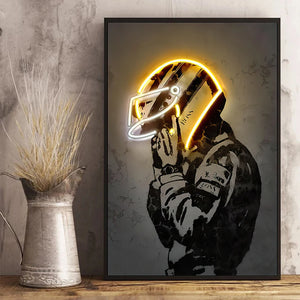 Affiche Ayrton Senna Casque Néon Jaune