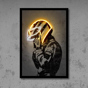 Affiche Ayrton Senna Casque Néon Jaune