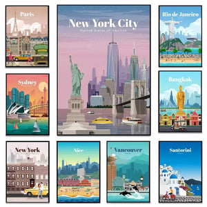 Poster Touristique Villes du Monde – Affiche Décorative de Voyage pour Intérieur