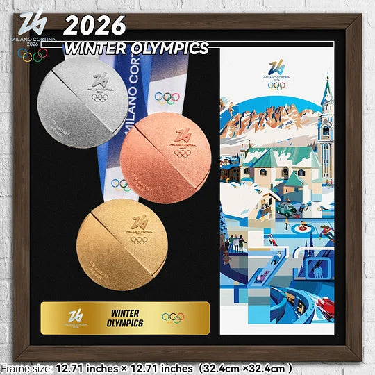 Cadre Médailles JO Hiver Milan-Cortina 2026 | Décoration Collector Jeux Olympiques