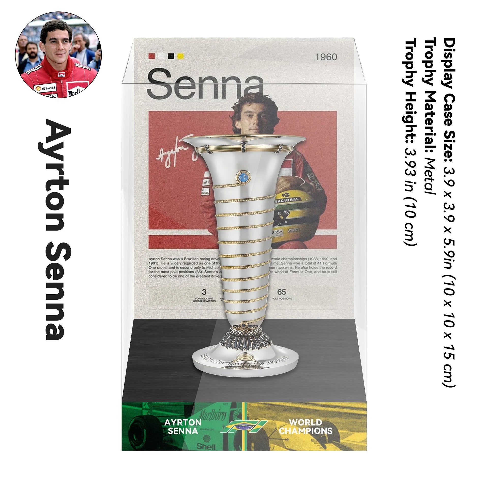 Trophée F1 Ayrton Senna - Vitrine Collector Champion du Monde