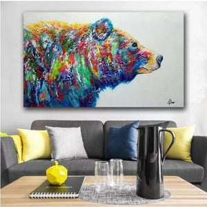 Toile Peinture : l'ours coloré