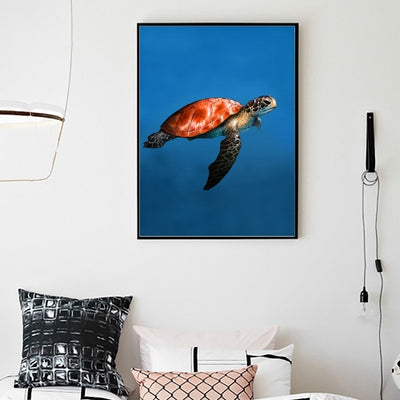 1 Pc Tortue De Mer Décoration Murale Bois Océan Tortue Toile