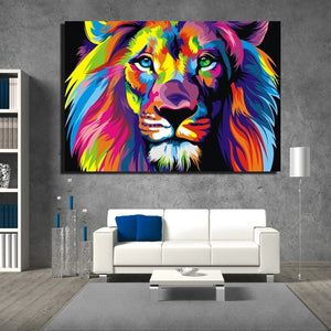 Toile Tête de lion colorée - 6
