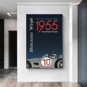 Poster F1 Fangio Spa Francorchamps 1955 - 0