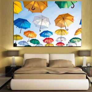 Toile colorée parapluies volants