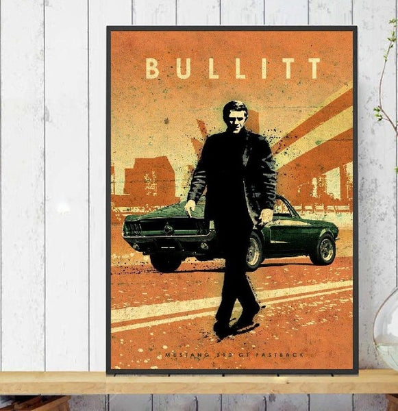Toile Décorative Ford Mustang Bullitt XXL - Image Couleur Sur Canvas, Prête à Accrocher