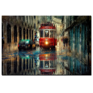 Tableau ville de Lisbonne, le tramway - 1