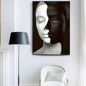 Toile moderne les visages en noir et blanc