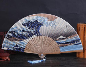 Objet d'artisanat ; Eventail Japonais ,  la vague de Kanagawa