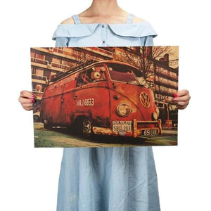 Affiche vintage Volkswagen bus - 0