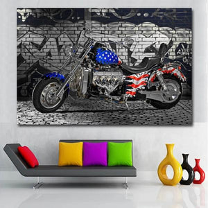 Poster vintage Moto Harley customisée - 0