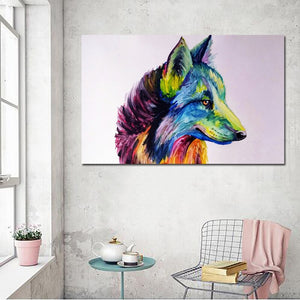 Toile Portrait coloré d'un loup