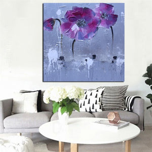 Peinture abstraite floral violette pop art - 1