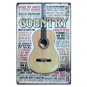 Plaque métal vintage guitare Memphis country