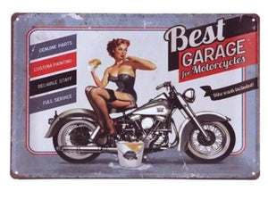 Plaque métal vintage Affiche garage bar - Fineartsfrance