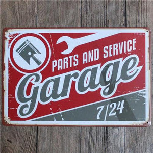 Plaques vintage Station service Garage en métal