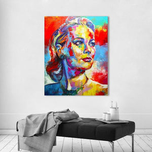 Toile portrait Grace Kelly de Monaco en couleurs